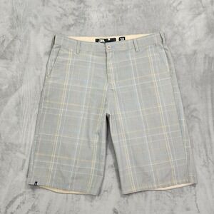 Vintage Lost Shorts Mens 38 Gray Plaid Flat Front Chino Bermuda Skate Baggy Y2K